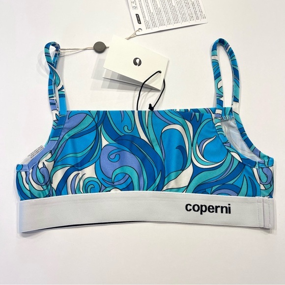Coperni Tops - NWT Coperni bralette banded branded top in acid blue , brand NEW
